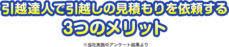 引越のプロで引越しの見積もりを依頼する3つのメリット ※当社実施のアンケート結果より